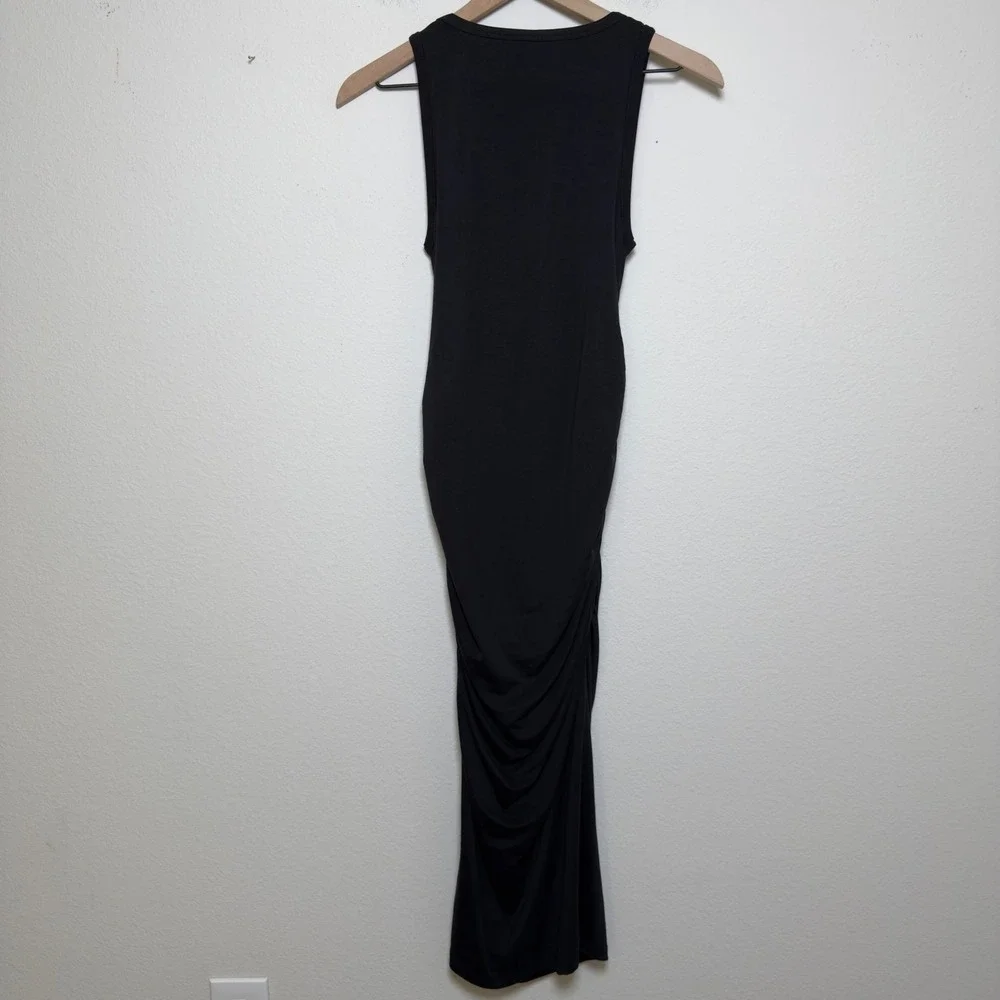 Anthropologie‎ Beyond Yoga Women Fit the Mood Midi Dress XS Black Ruched Tank